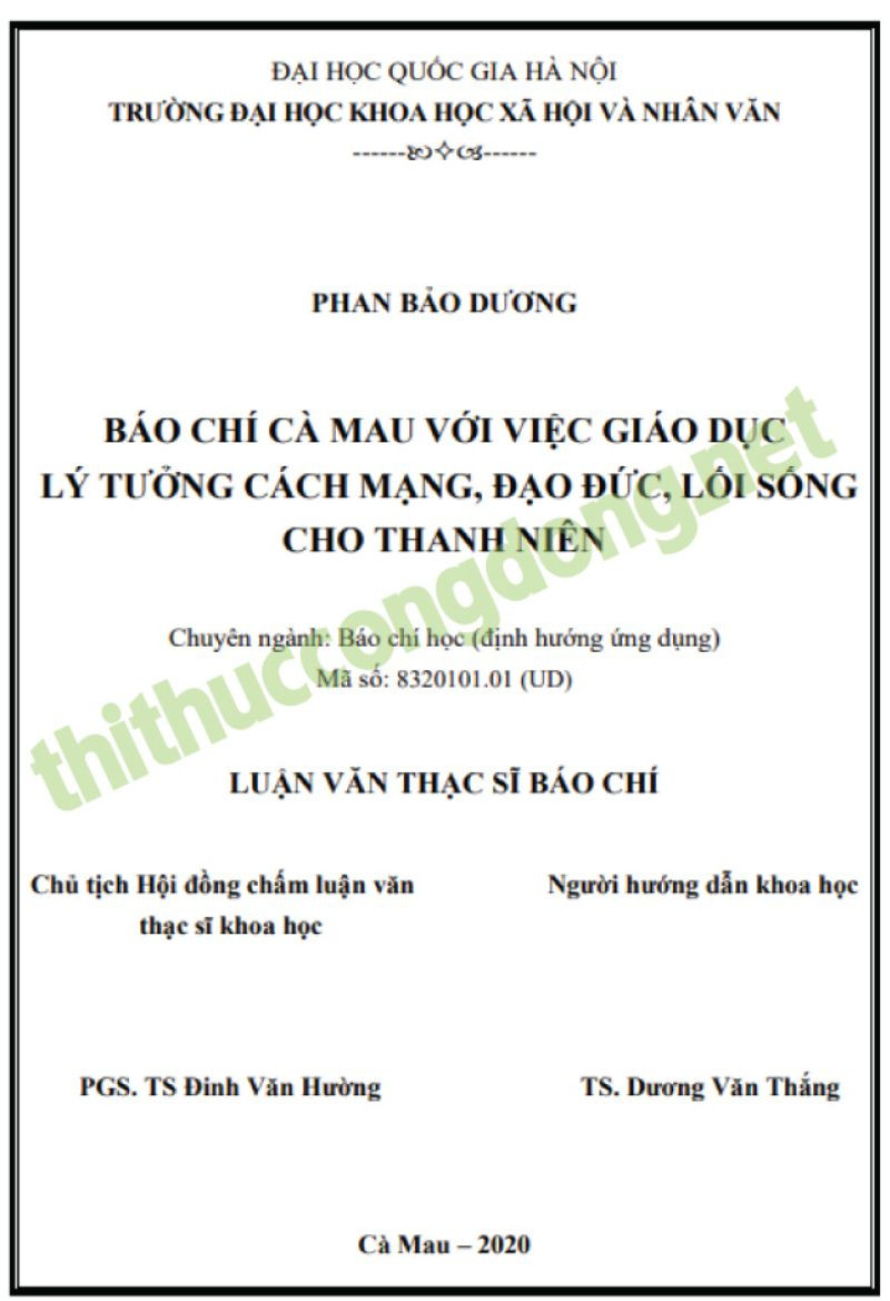 Luận văn giáo giáo dục đạo đức, lối sống cho thanh niên Luận văn giáo giáo dục đạo đức, lối sống cho thanh niên