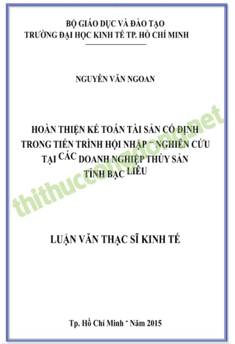 Luận văn kế toán tài sản cố định trong tiến trình hội nhập Luận văn kế toán tài sản cố định trong tiến trình hội nhập
