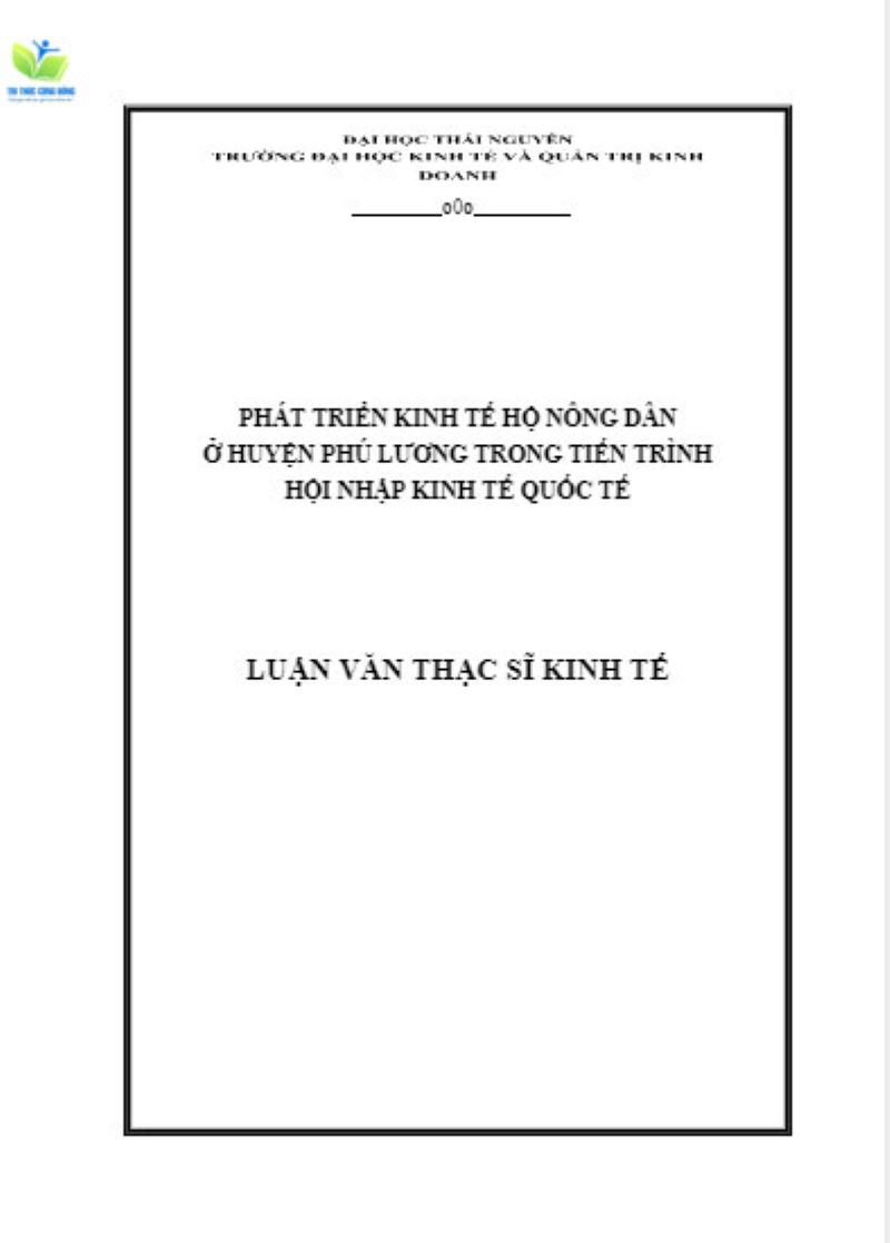 Luận văn kinh tế phát triển hộ nông dân Luận văn kinh tế phát triển hộ nông dân