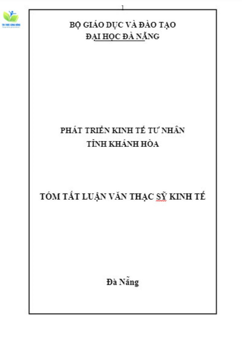 Luận văn kinh tế phát triển tư nhân Luận văn kinh tế phát triển tư nhân