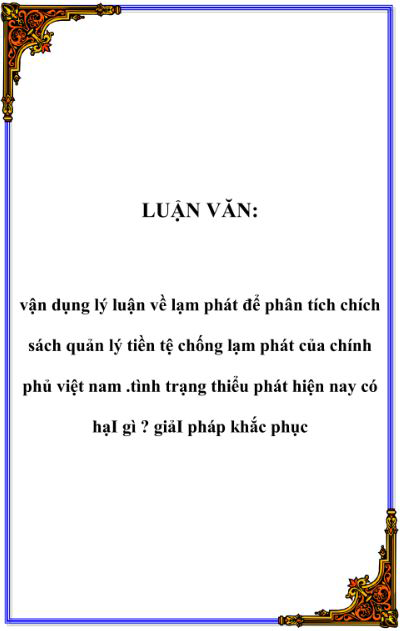 Luận văn phân tích chính sách tiền tệ Luận văn phân tích chính sách tiền tệ