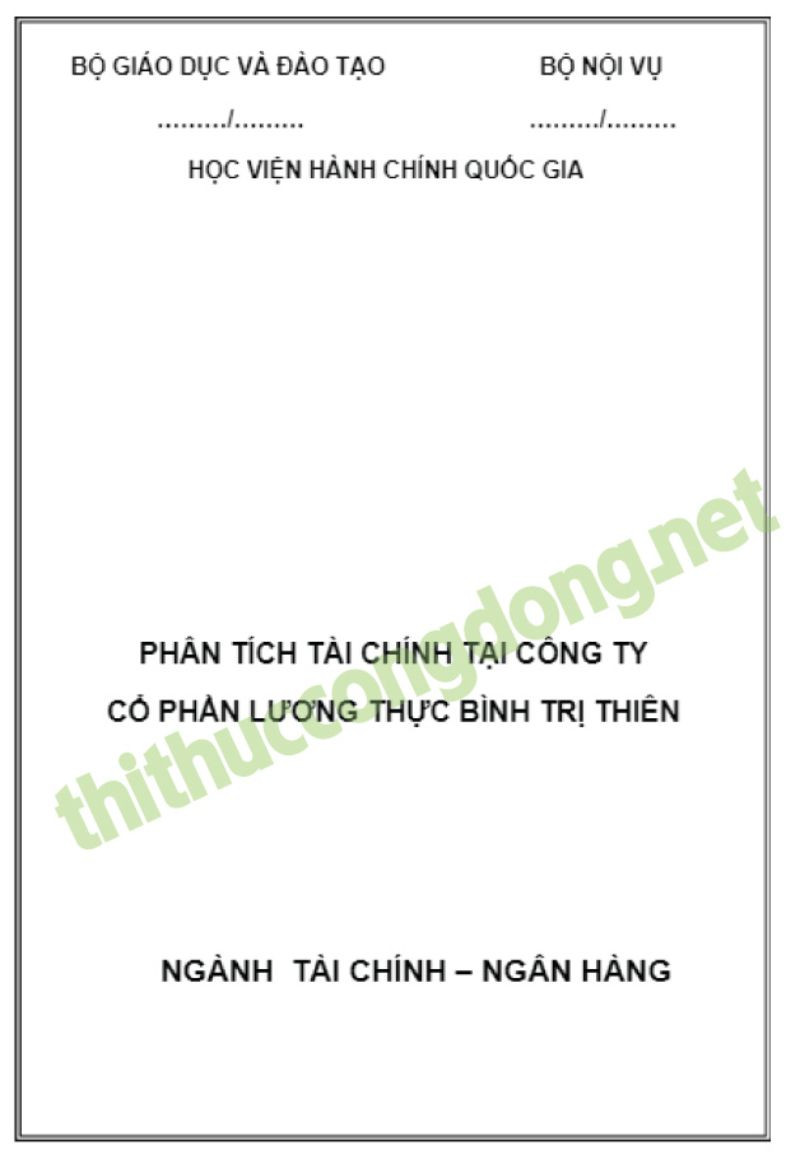 Luận văn phân tích tình hình tài chính Công ty thực phẩm Luận văn phân tích tình hình tài chính Công ty thực phẩm