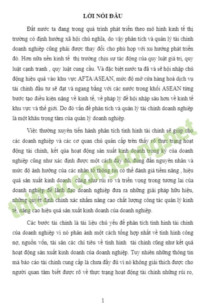 Luận văn phân tích tình hình tài chính doanh nghiệp tại Công ty sản xuất Luận văn phân tích tình hình tài chính doanh nghiệp tại Công ty sản xuất