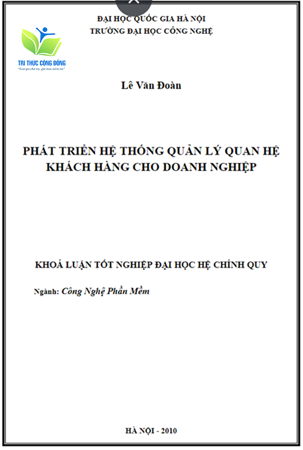 Luận văn phát triển hệ thống quản trị quan hệ khách hàng Luận văn phát triển hệ thống quản trị quan hệ khách hàng
