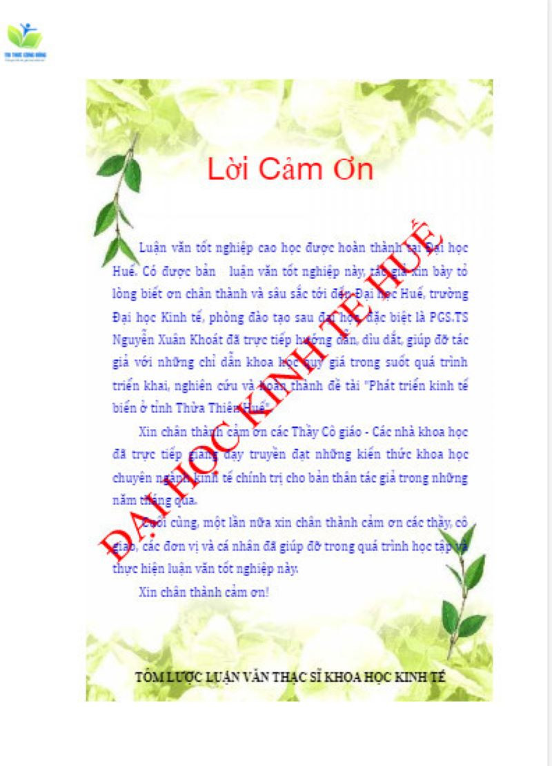 Luận văn kinh tế phát triển biển Luận văn kinh tế phát triển biển