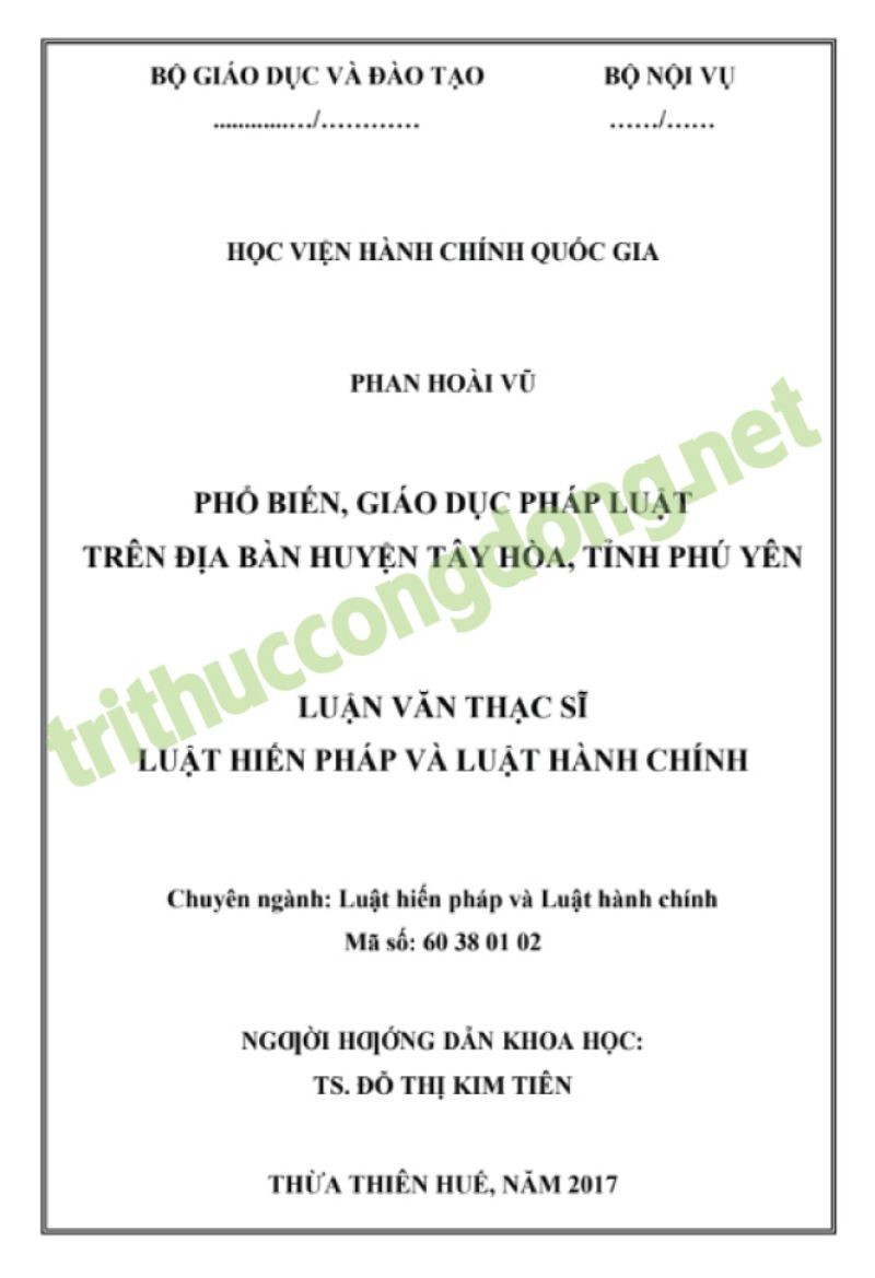 Luận văn phổ biến giáo dục pháp luật cấp huyện Luận văn phổ biến giáo dục pháp luật cấp huyện