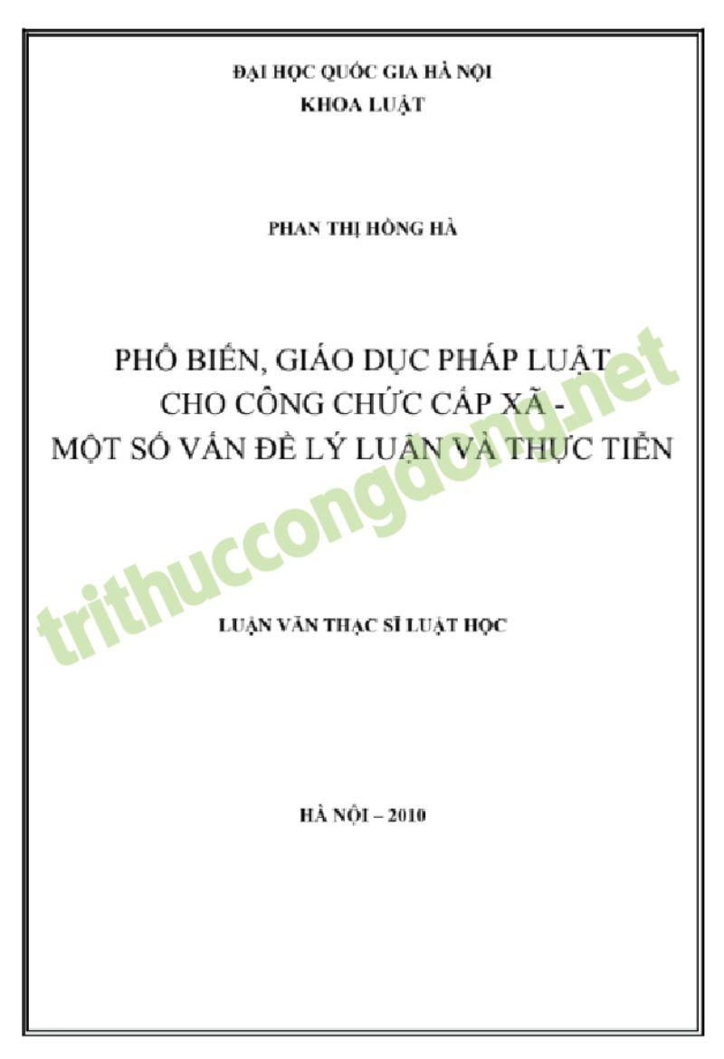 Luận văn phổ biến giáo dục pháp luật cấp xã Luận văn phổ biến giáo dục pháp luật cấp xã