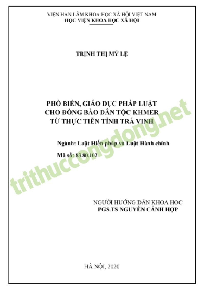 Luận văn phổ biến giáo dục pháp luật Hậu Giang, Trà Vinh Luận văn phổ biến giáo dục pháp luật Hậu Giang, Trà Vinh