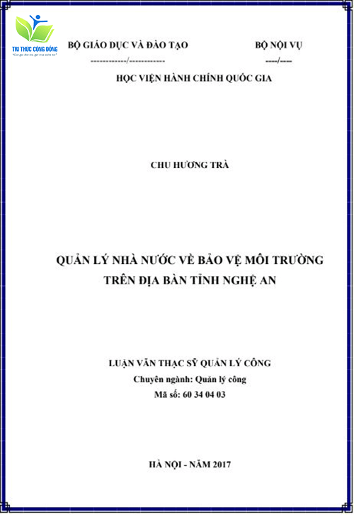 Luận văn quản lý nhà nước về bảo vệ môi trường Luận văn quản lý nhà nước về bảo vệ môi trường