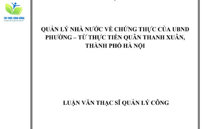 Luận văn quản lý nhà nước về chứng thực của ủy ban nhân dân phường