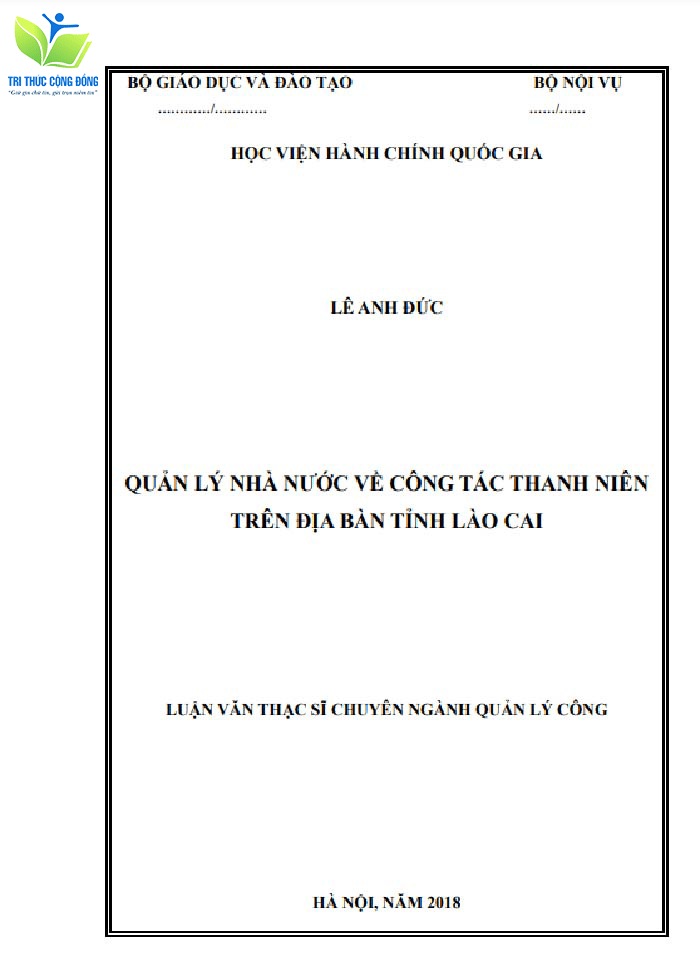 Luận văn quản lý nhà nước về công tác thanh niên tại Lào Cai Luận văn quản lý nhà nước về công tác thanh niên tại Lào Cai