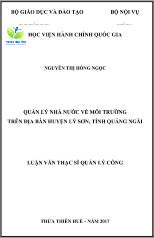 Luận văn quản lý nhà nước về môi trường cấp tỉnh Luận văn quản lý nhà nước về môi trường cấp tỉnh