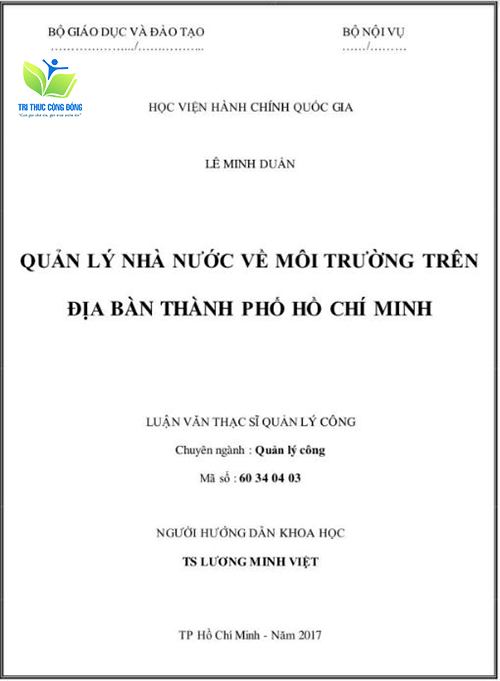 Luận văn quản lý nhà nước về môi trường ở thành phố Luận văn quản lý nhà nước về môi trường ở thành phố