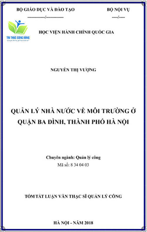 Luận văn quản lý nhà nước về môi trường trên địa bàn quận Luận văn quản lý nhà nước về môi trường trên địa bàn quận