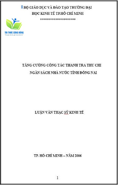Luận văn tăng cường công tác thanh tra thu chi ngân sách nhà nước