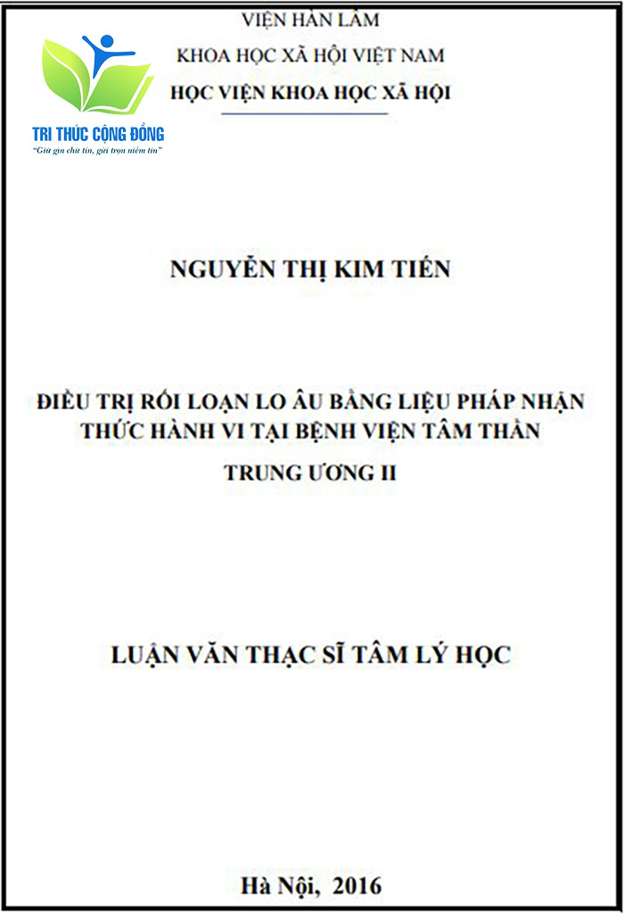 Luận văn thạc sĩ điều trị rối loạn tâm lý Luận văn thạc sĩ điều trị rối loạn tâm lý