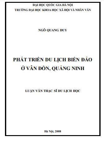 Mẫu luận văn thạc sĩ du lịch về phát triển