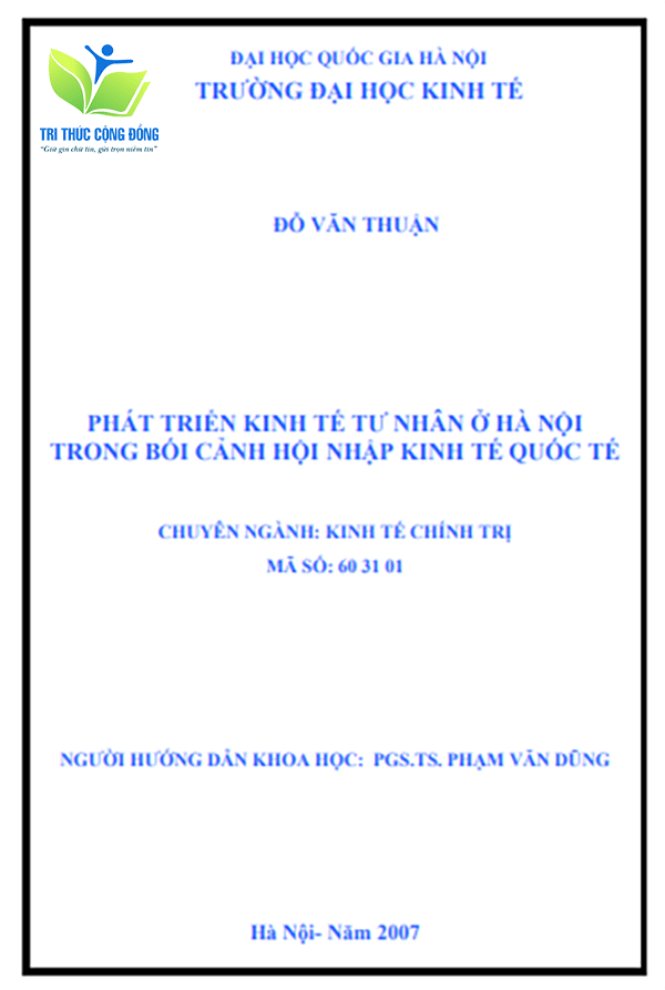 Luận văn thạc sĩ kinh tế chính trị về tư nhân Luận văn thạc sĩ kinh tế chính trị về tư nhân
