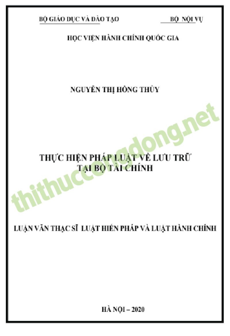 Luận văn Thạc sĩ Luật Hiến Pháp và Luật Hành chính tại Bộ Tài chính Luận văn Thạc sĩ Luật Hiến Pháp và Luật Hành chính tại Bộ Tài chính