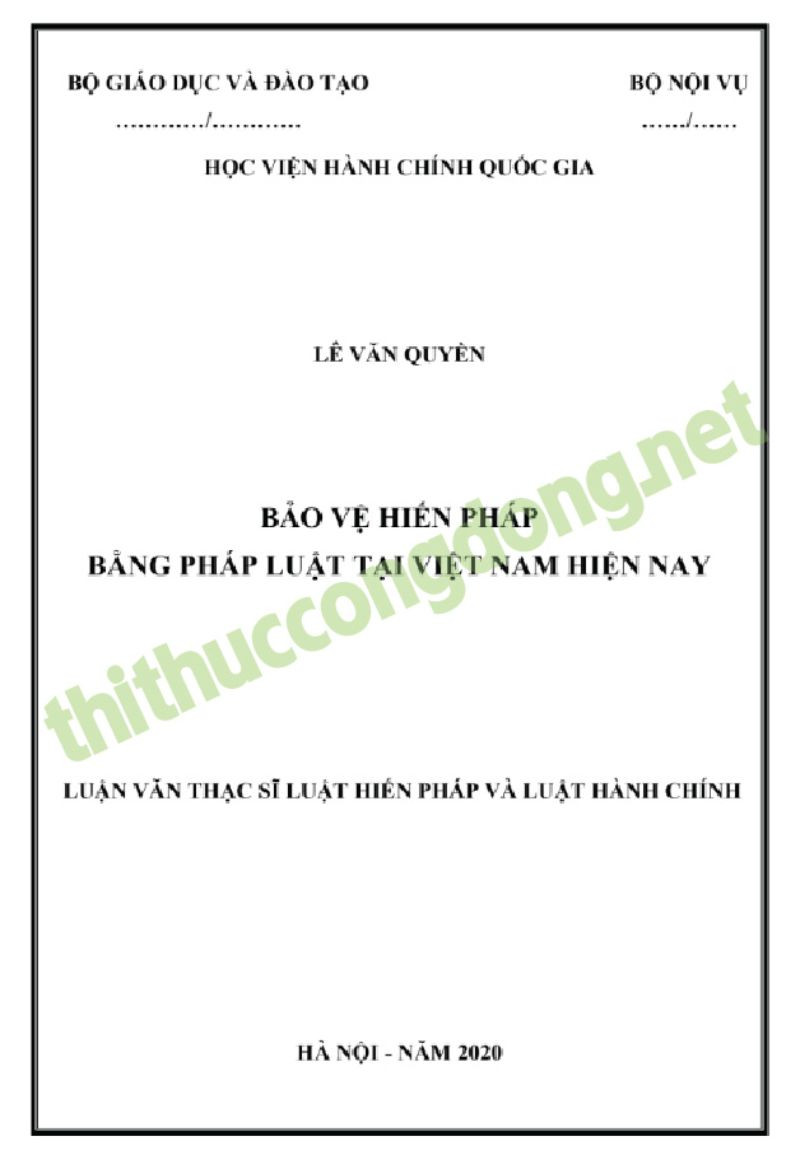 Luận văn thạc sĩ luật hiến pháp và luật hành chính về bảo vệ Hiến pháp Luận văn thạc sĩ luật hiến pháp và luật hành chính về bảo vệ Hiến pháp