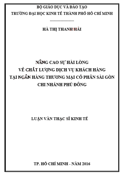 Luận văn thạc sĩ ngành quản lý kinh tế về chất lượng dịch vụ Luận văn thạc sĩ ngành quản lý kinh tế về chất lượng dịch vụ