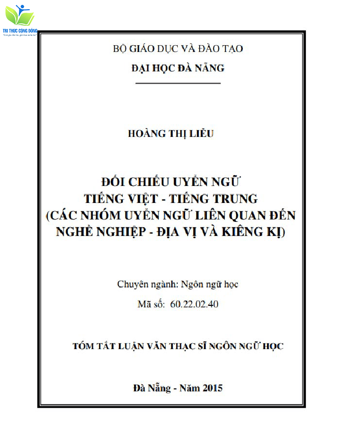Luận văn thạc sĩ ngôn ngữ Trung về đối chiếu uyển ngữ Luận văn thạc sĩ ngôn ngữ Trung về đối chiếu uyển ngữ