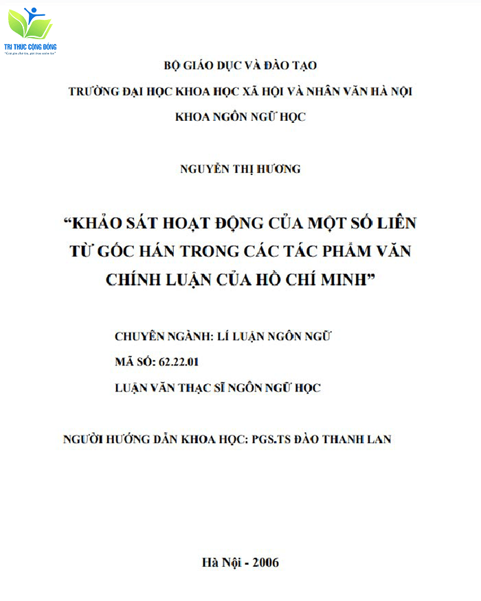 Luận văn thạc sĩ ngôn ngữ Trung về liên từ gốc Hán trong tác phẩm văn học Luận văn thạc sĩ ngôn ngữ Trung về liên từ gốc Hán trong tác phẩm văn học