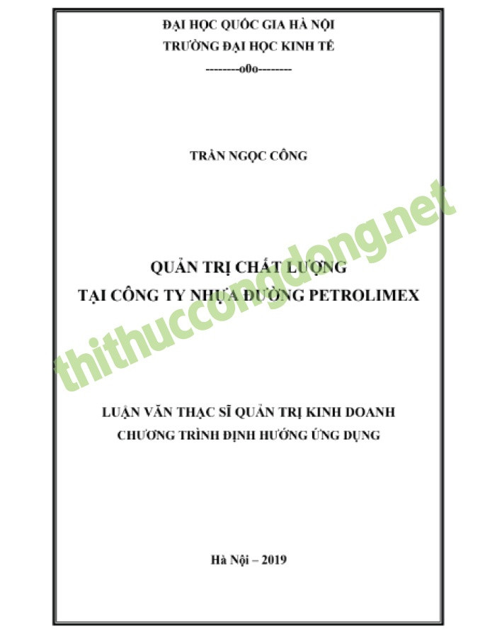 Luận văn thạc sĩ quản trị chất lượng Luận văn thạc sĩ quản trị chất lượng