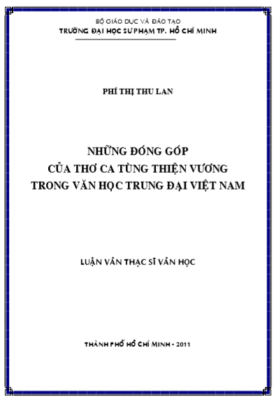 Luận văn thạc sĩ văn học về đóng góp của thơ ca trong văn học trung đại Việt Nam Luận văn thạc sĩ văn học về đóng góp của thơ ca trong văn học trung đại Việt Nam