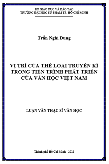 Luận văn thạc sĩ văn học về vị trí của thể loại truyền kỳ trong tiến trình phát triển văn học Việt Nam Luận văn thạc sĩ văn học về vị trí của thể loại truyền kỳ trong tiến trình phát triển văn học Việt Nam