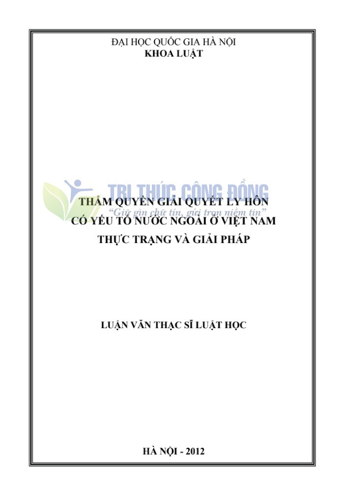 Luận văn về ly hôn có đề tài về thẩm quyền Luận văn về ly hôn có đề tài về thẩm quyền