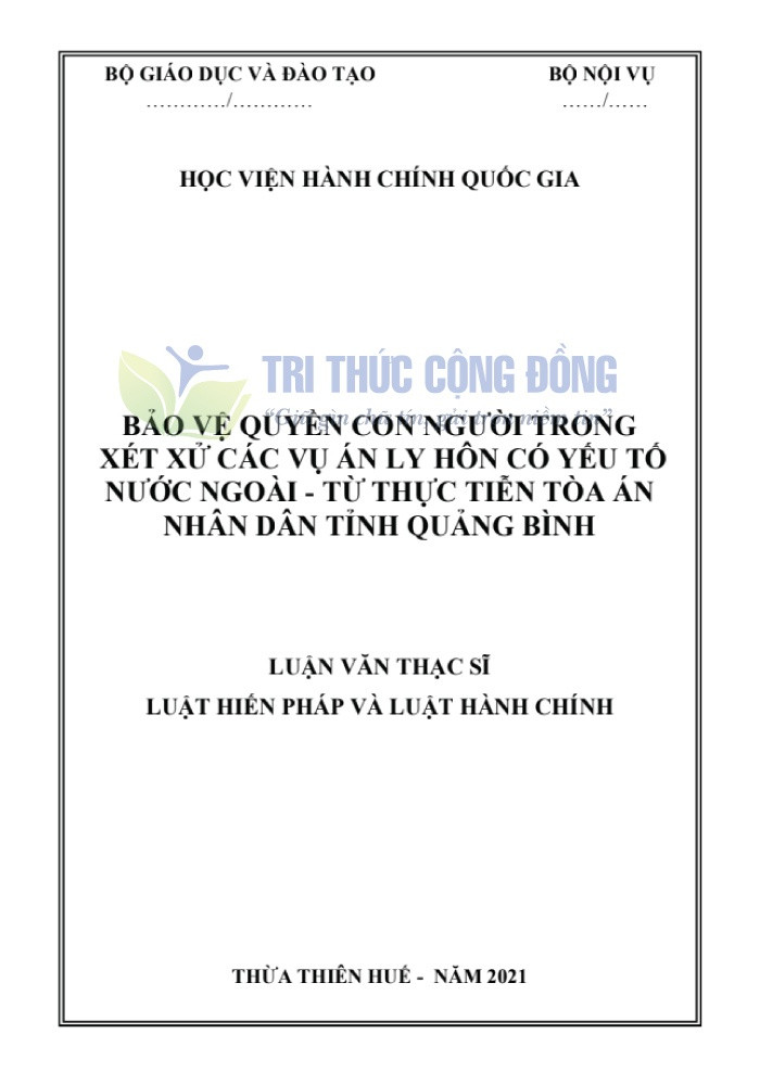 Luận văn về ly hôn liên quan đến bảo vệ quyền con người Luận văn về ly hôn liên quan đến bảo vệ quyền con người