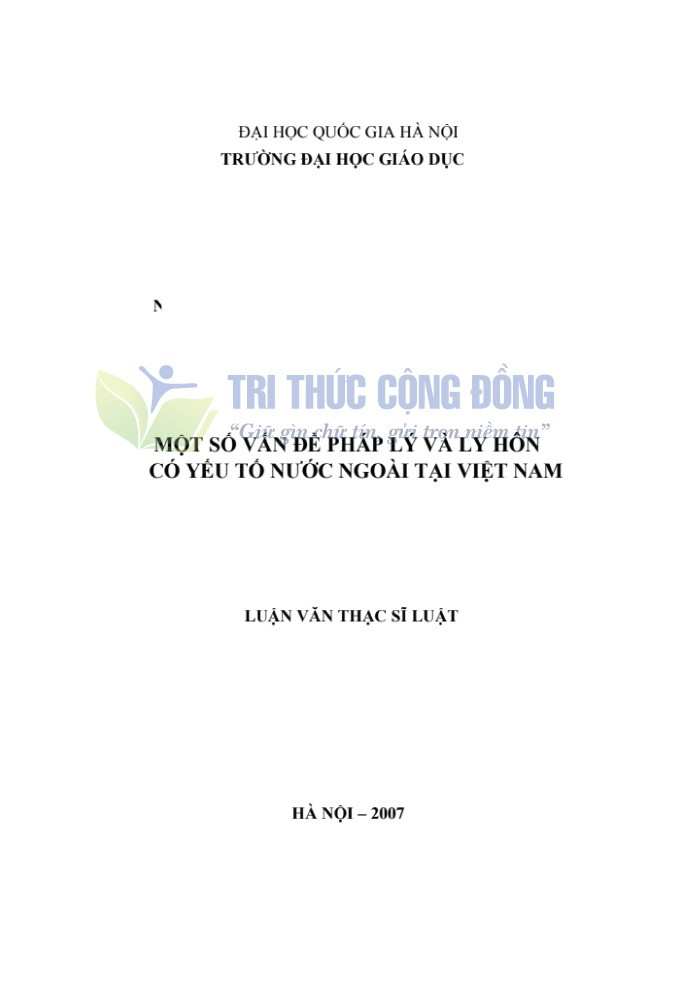 Luận văn về ly hôn về vấn đề pháp lý tại Việt Nam Luận văn về ly hôn về vấn đề pháp lý tại Việt Nam