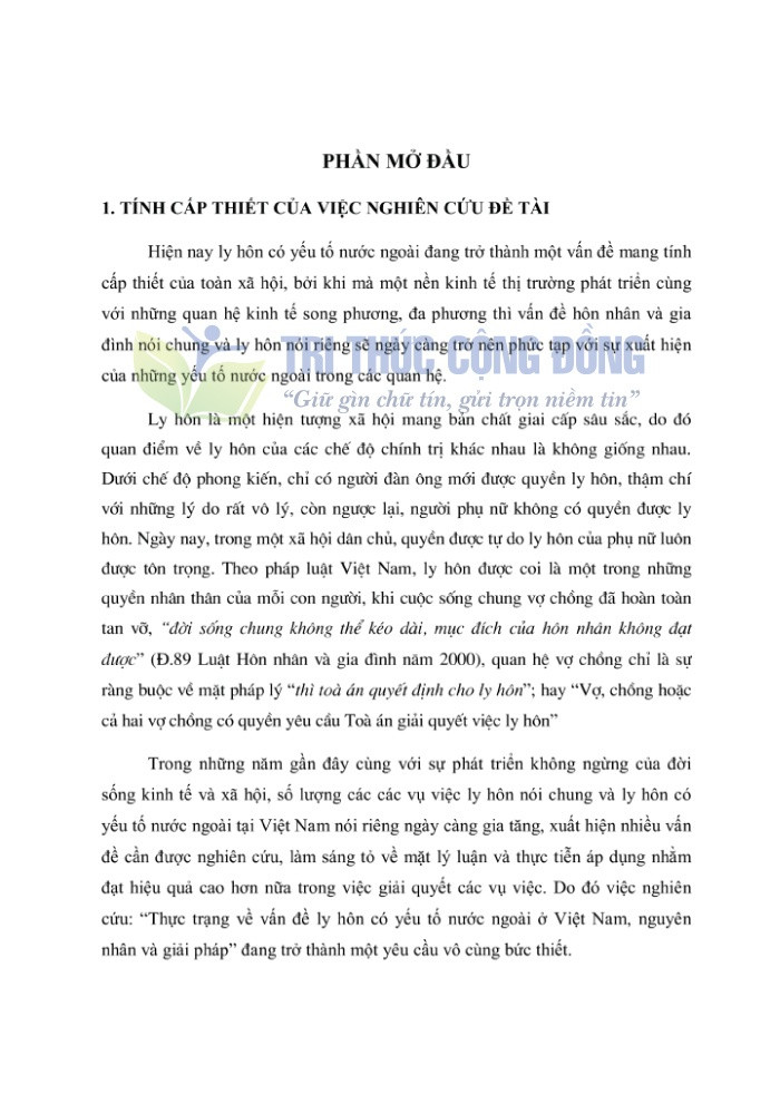 Luận văn về ly hôn với đề tài về thực trạng ly hôn có yếu tố nước ngoài Luận văn về ly hôn với đề tài về thực trạng ly hôn có yếu tố nước ngoài
