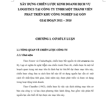 Luận văn xây dựng chiến lược kinh doanh logistic