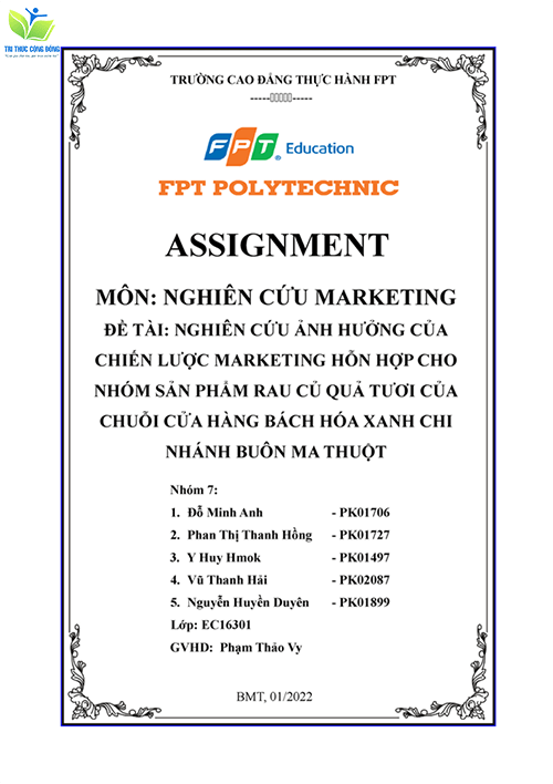 Mẫu bài assignment FPT nghiên cứu marketing
