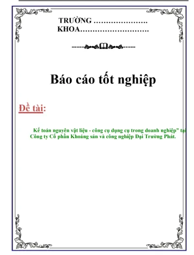 Mẫu báo cáo kế toán nguyên vật liệu, công cụ dụng cụ tại Công ty cổ phần Đại Trường Phát