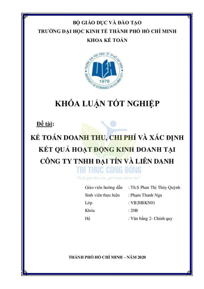 Mẫu bìa khóa luận tốt nghiệp UEH Mẫu bìa khóa luận tốt nghiệp UEH