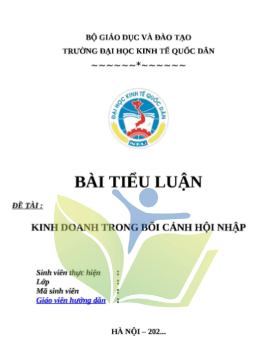 Mẫu bìa tiểu luận đại học kinh tế quốc dân Mẫu bìa tiểu luận đại học kinh tế quốc dân