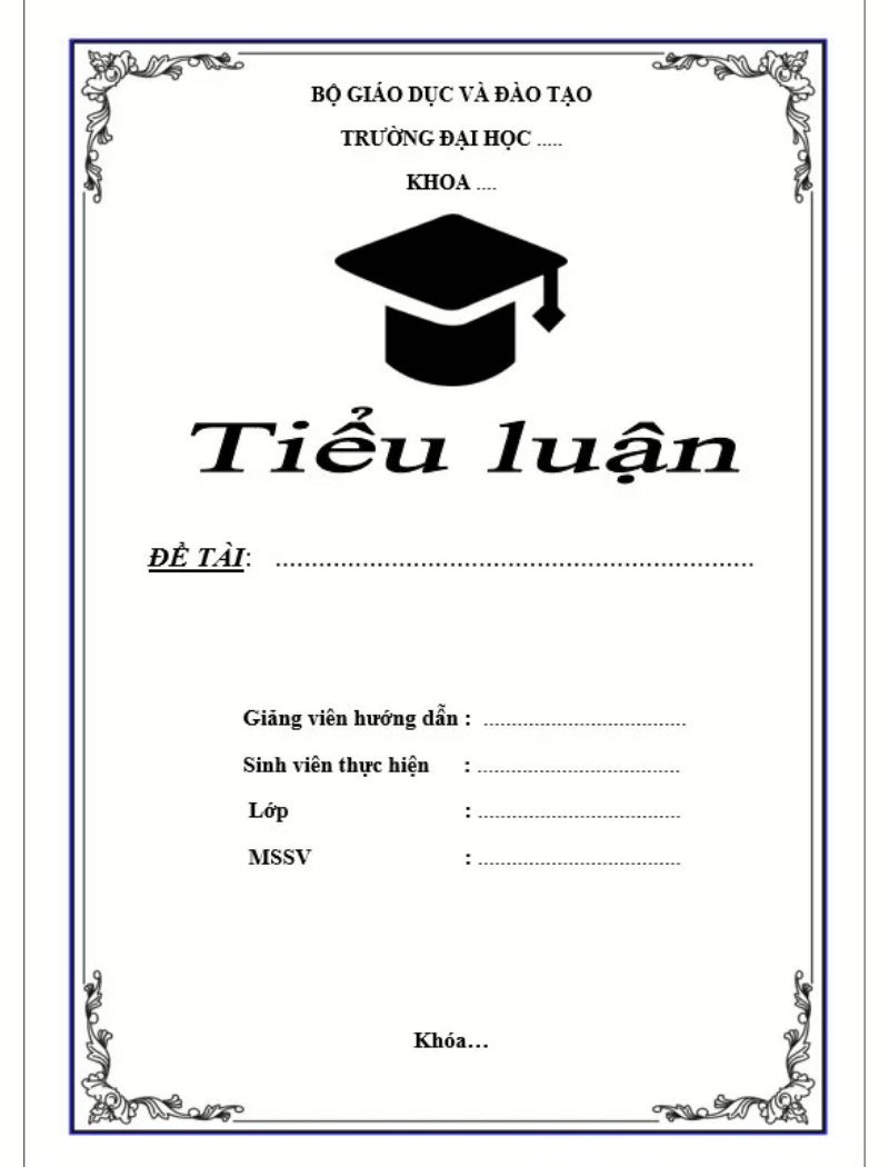 Mẫu bìa tiểu luận tham khảo 9 Mẫu bìa tiểu luận tham khảo 9