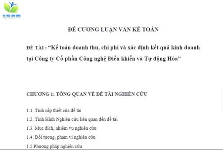 Mẫu đề cương luận văn thạc sĩ kế toán Mẫu đề cương luận văn thạc sĩ kế toán