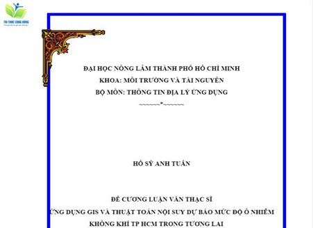 Đề cương luận văn thạc sĩ ngành môi trường Đề cương luận văn thạc sĩ ngành môi trường