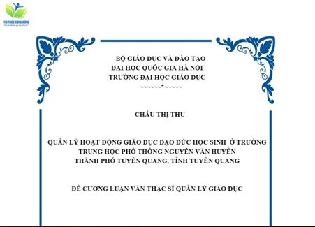 Mẫu đề cương luận văn thạc sĩ quản lý giáo dục Mẫu đề cương luận văn thạc sĩ quản lý giáo dục