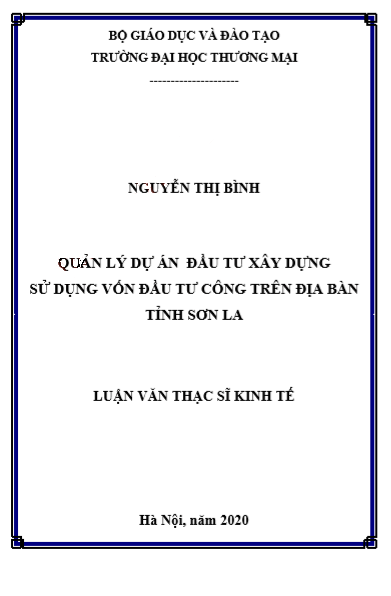 Mẫu luận văn quản lý kinh tế về dự án đầu tư Mẫu luận văn quản lý kinh tế về dự án đầu tư