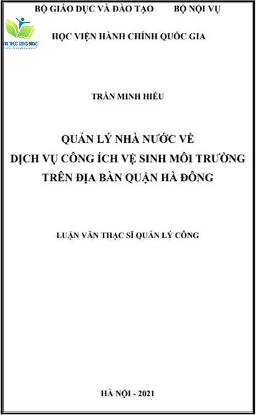 Mẫu luận văn quản lý nhà nước về dịch vụ công ích vệ sinh môi trường Mẫu luận văn quản lý nhà nước về dịch vụ công ích vệ sinh môi trường