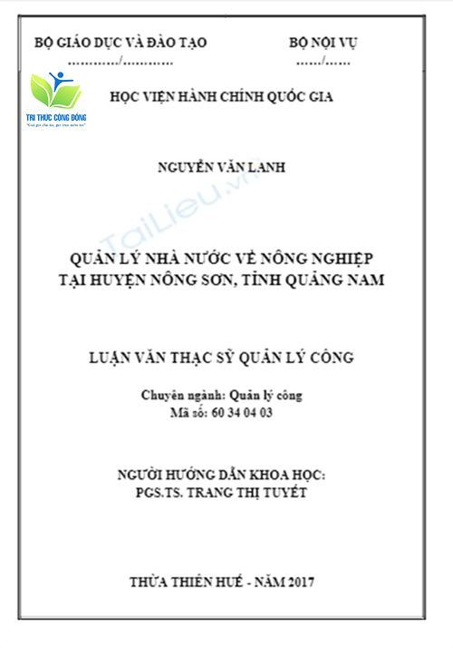 Mẫu luận văn quản lý nhà nước về nông nghiệp cấp huyện Mẫu luận văn quản lý nhà nước về nông nghiệp cấp huyện