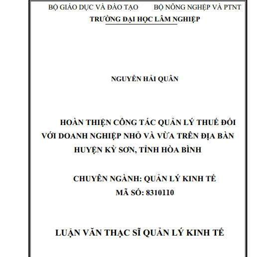 Mẫu luận văn quản lý thuế doanh nghiệp Mẫu luận văn quản lý thuế doanh nghiệp