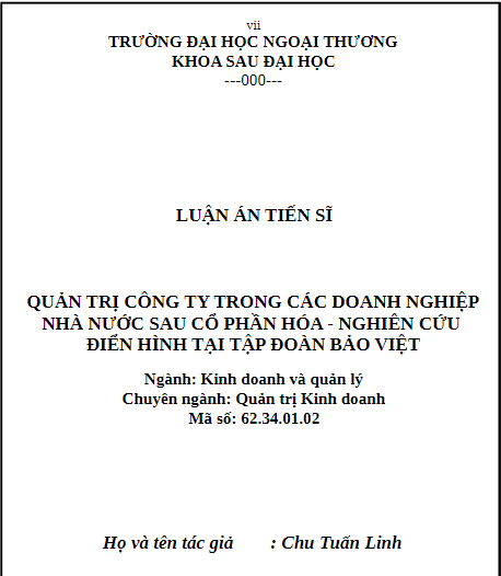 Mẫu luận văn quản trị doanh nghiệp nhà nước Mẫu luận văn quản trị doanh nghiệp nhà nước