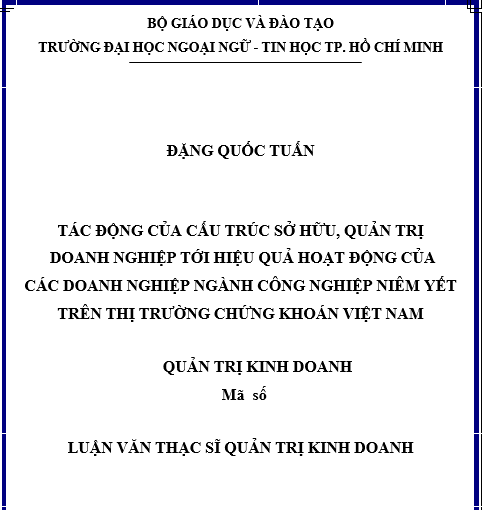 Mẫu luận văn quản trị doanh nghiệp tiêu biểu Mẫu luận văn quản trị doanh nghiệp tiêu biểu