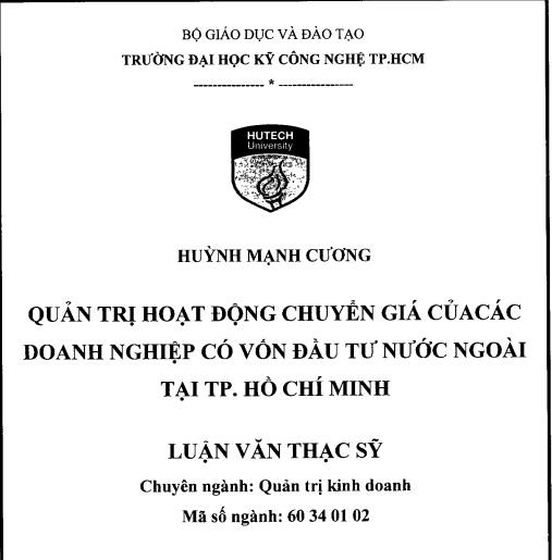 Mẫu luận văn quản trị hoạt động chuyển giá của doanh nghiệp Mẫu luận văn quản trị hoạt động chuyển giá của doanh nghiệp
